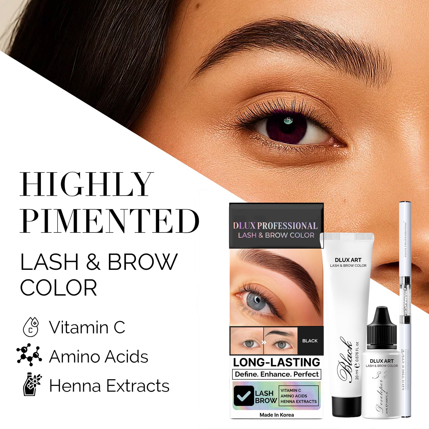 Korean Lash & Brow Bundle Dark Brown Tint Kit