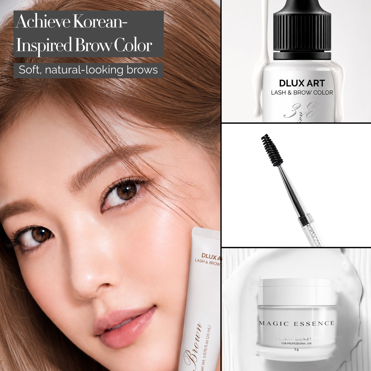 Korean Lash & Brow Brown Tint Bundle with Magic essence