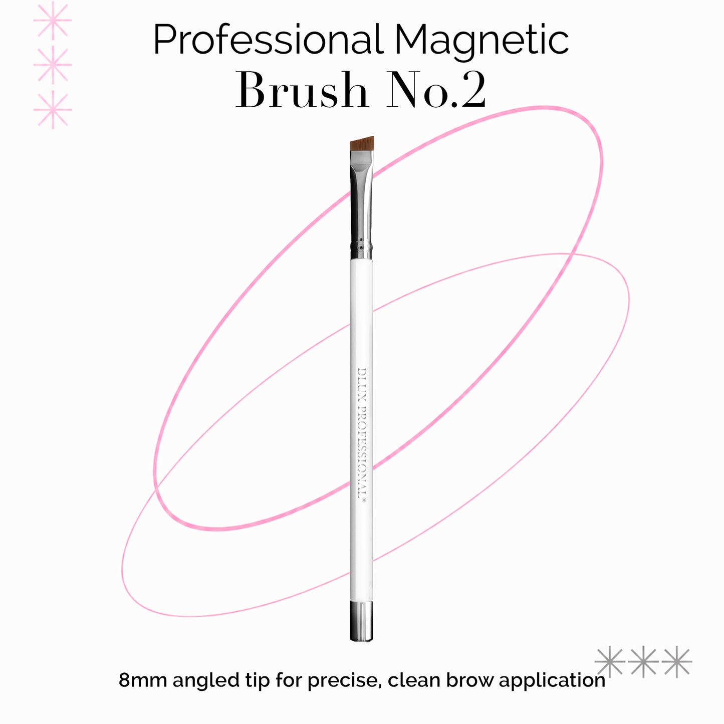 Professional Magnetic Brush No.2 - for Eyebrow Tint/Henna and White Paste Application / 8MM Oblique Tip