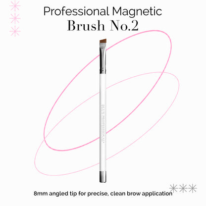 Professional Magnetic Brush No.2 - for Eyebrow Tint/Henna and White Paste Application / 8MM Oblique Tip