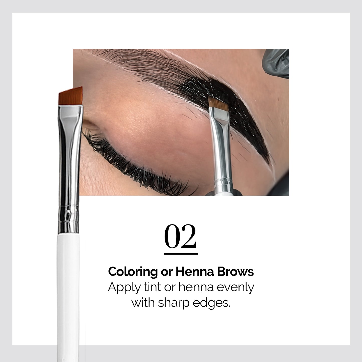 Professional Magnetic Brush No.2 - for Eyebrow Tint/Henna and White Paste Application / 8MM Oblique Tip