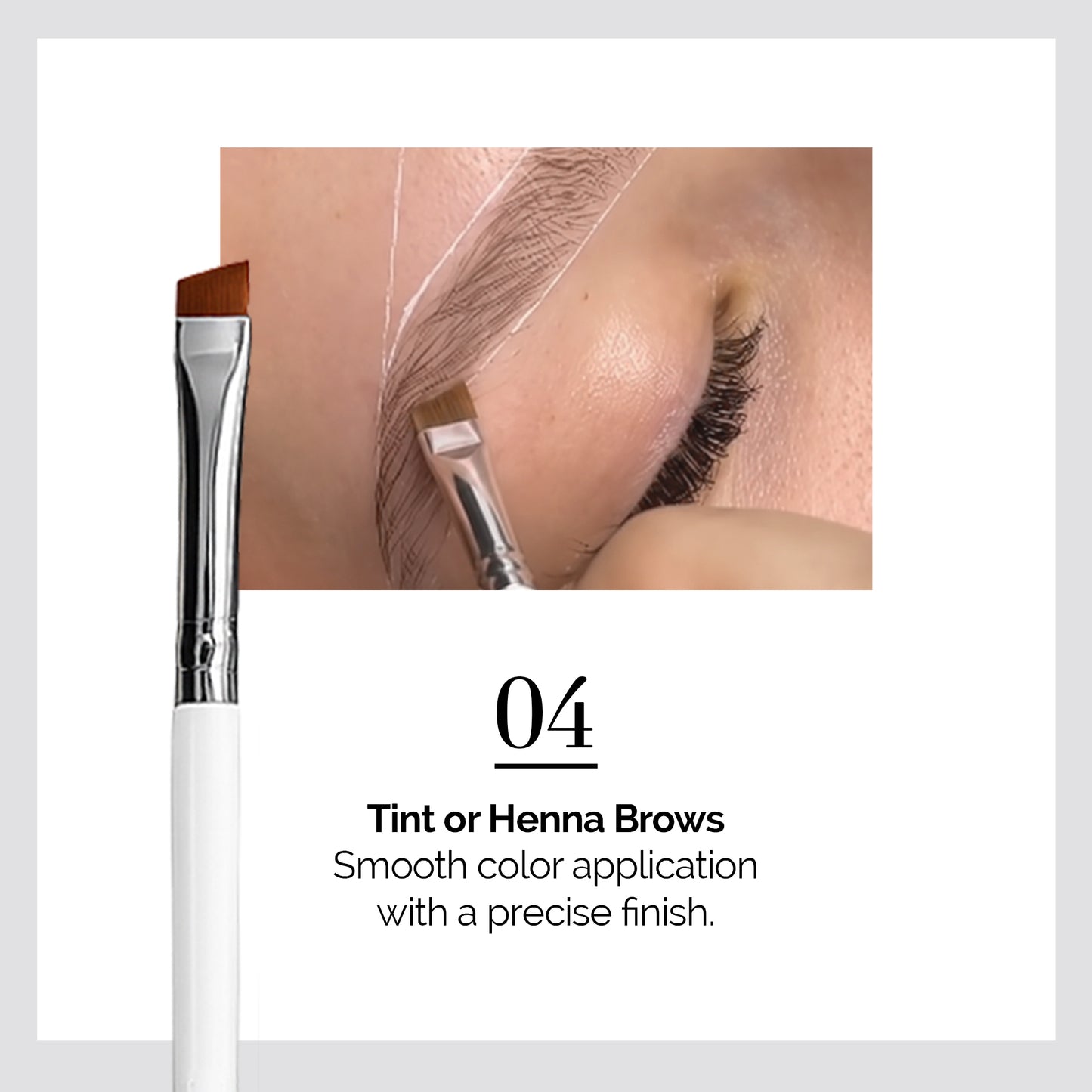 Professional Magnetic Brush No.2 - for Eyebrow Tint/Henna and White Paste Application / 8MM Oblique Tip