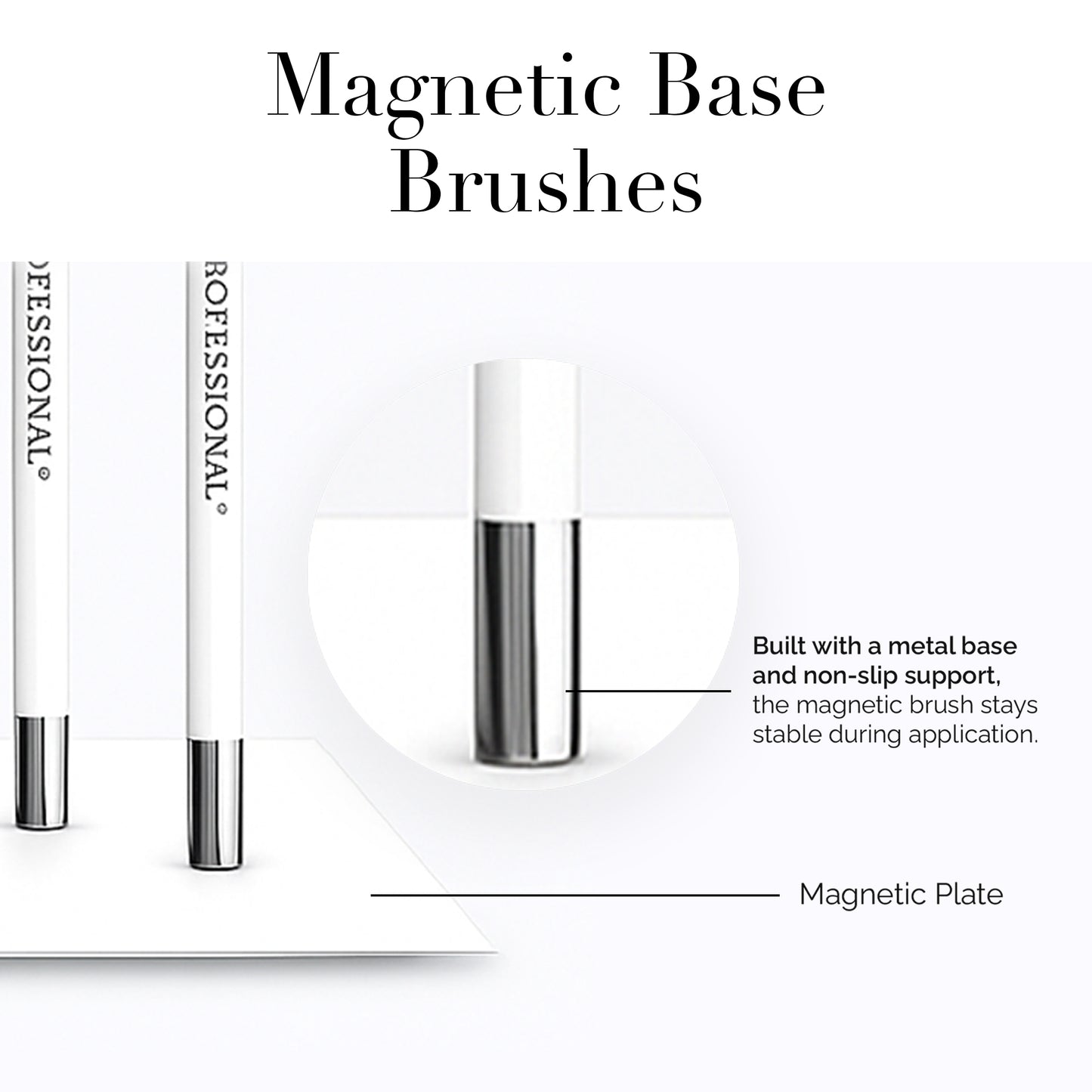 Professional Magnetic Brush No.2 - for Eyebrow Tint/Henna and White Paste Application / 8MM Oblique Tip