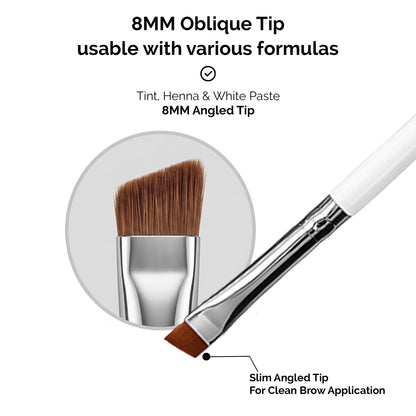 Professional Magnetic Brush No.2 - for Eyebrow Tint/Henna and White Paste Application / 8MM Oblique Tip