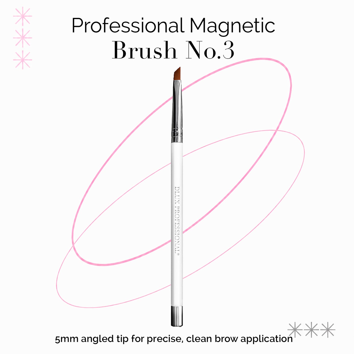 Professional Magnetic Brush No.3 - for Eyebrow Tint/Henna and White Paste Application / 5MM Oblique Tip