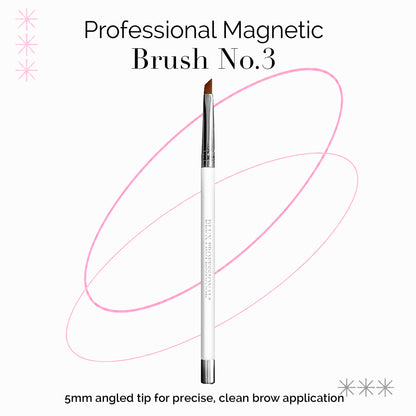 Professional Magnetic Brush No.3 - for Eyebrow Tint/Henna and White Paste Application / 5MM Oblique Tip