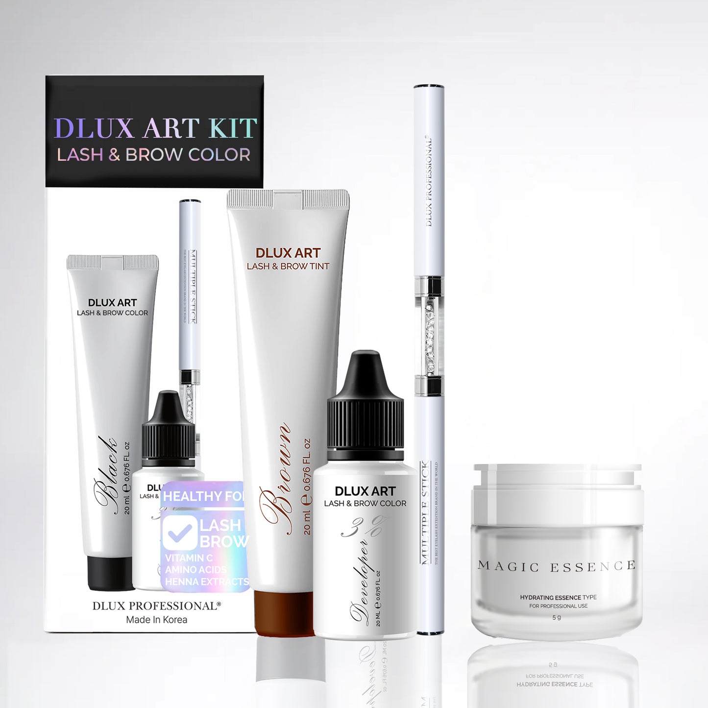 Korean Lash & Brow Brown Tint Bundle with Magic essence