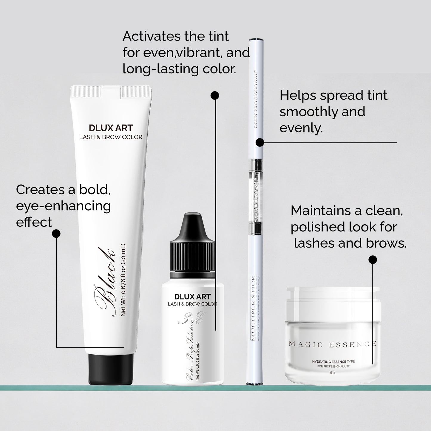 Korean Lash & Brow Dark Brown Tint Bundle with Magic essence