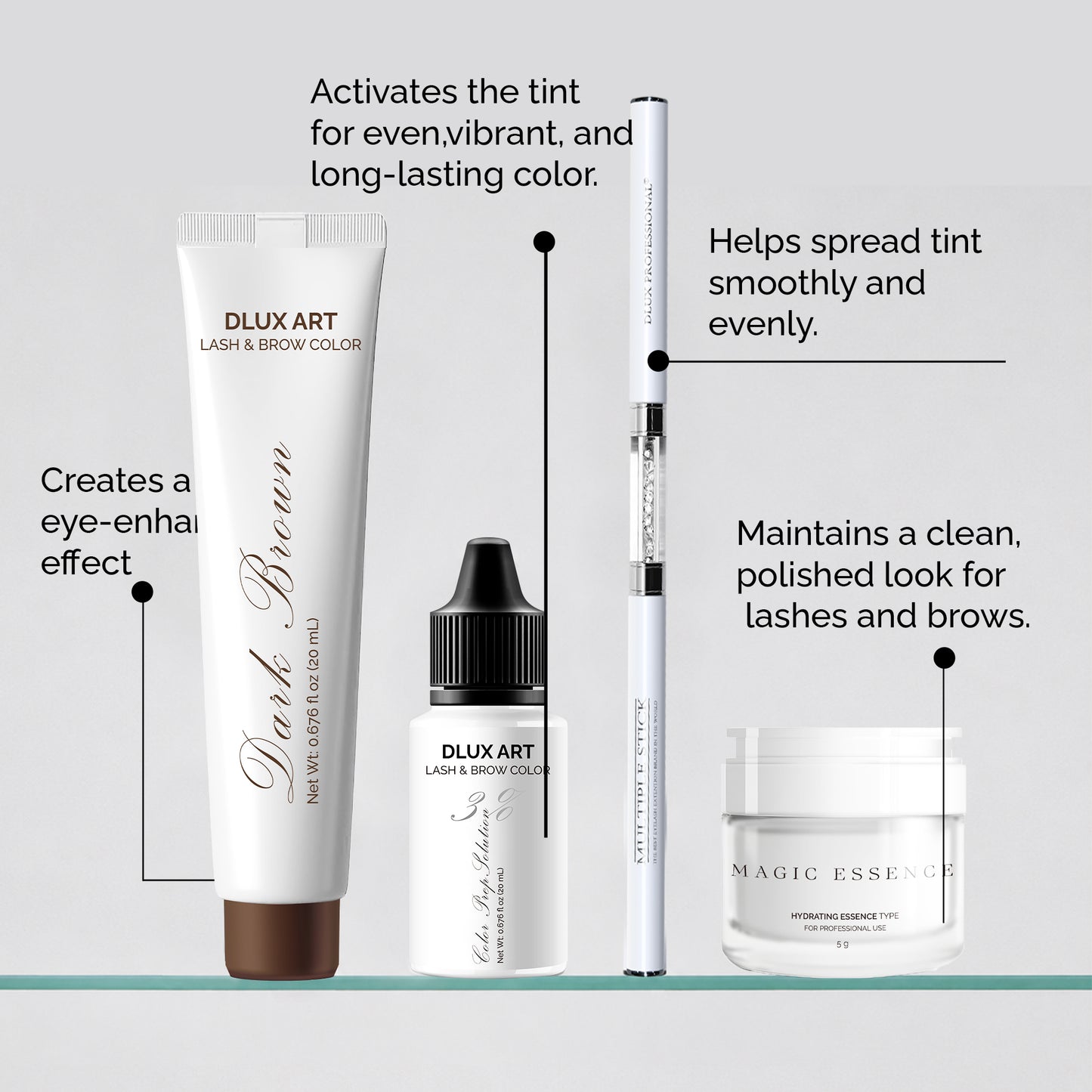 Korean Lash & Brow Dark Brown Tint Bundle with Magic essence