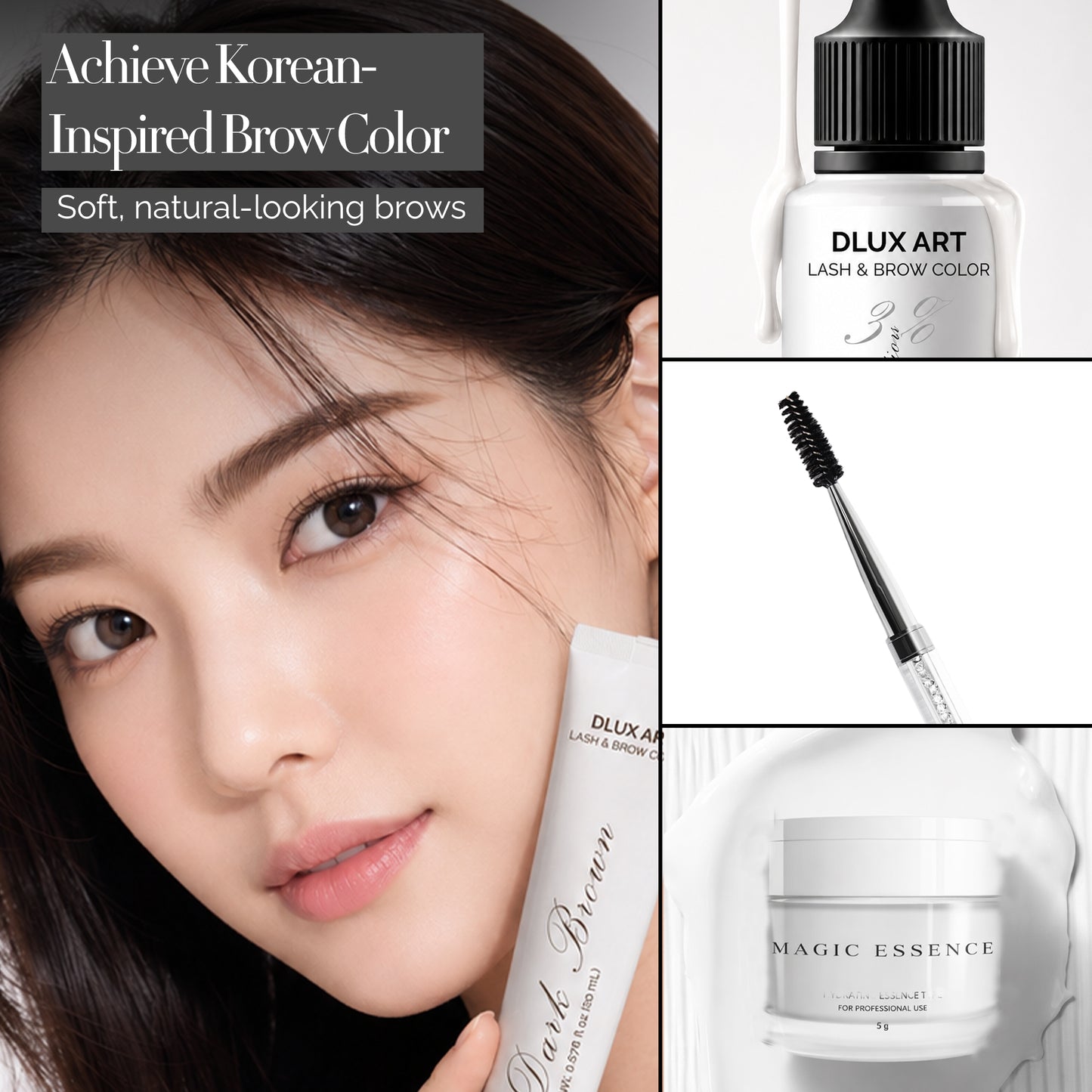 Korean Lash & Brow Dark Brown Tint Bundle with Magic essence