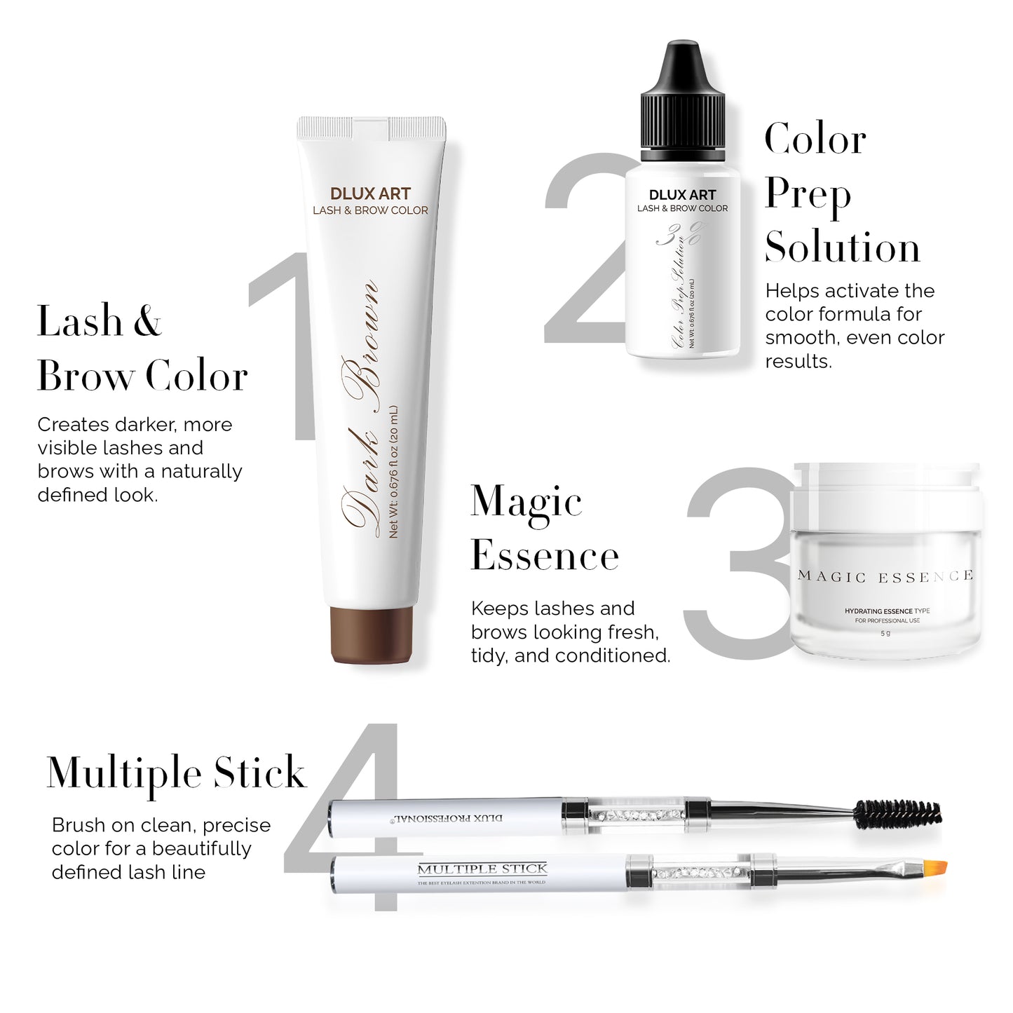 Korean Lash & Brow Dark Brown Tint Bundle with Magic essence