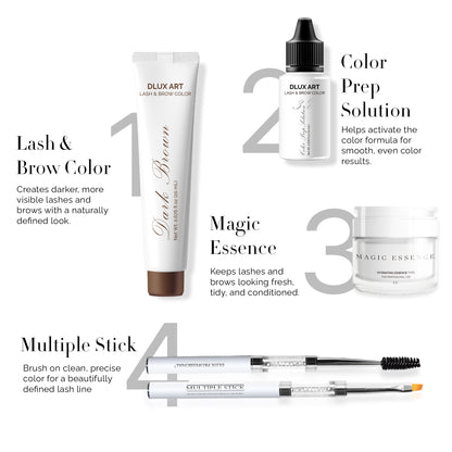 Korean Lash & Brow Dark Brown Tint Bundle with Magic essence