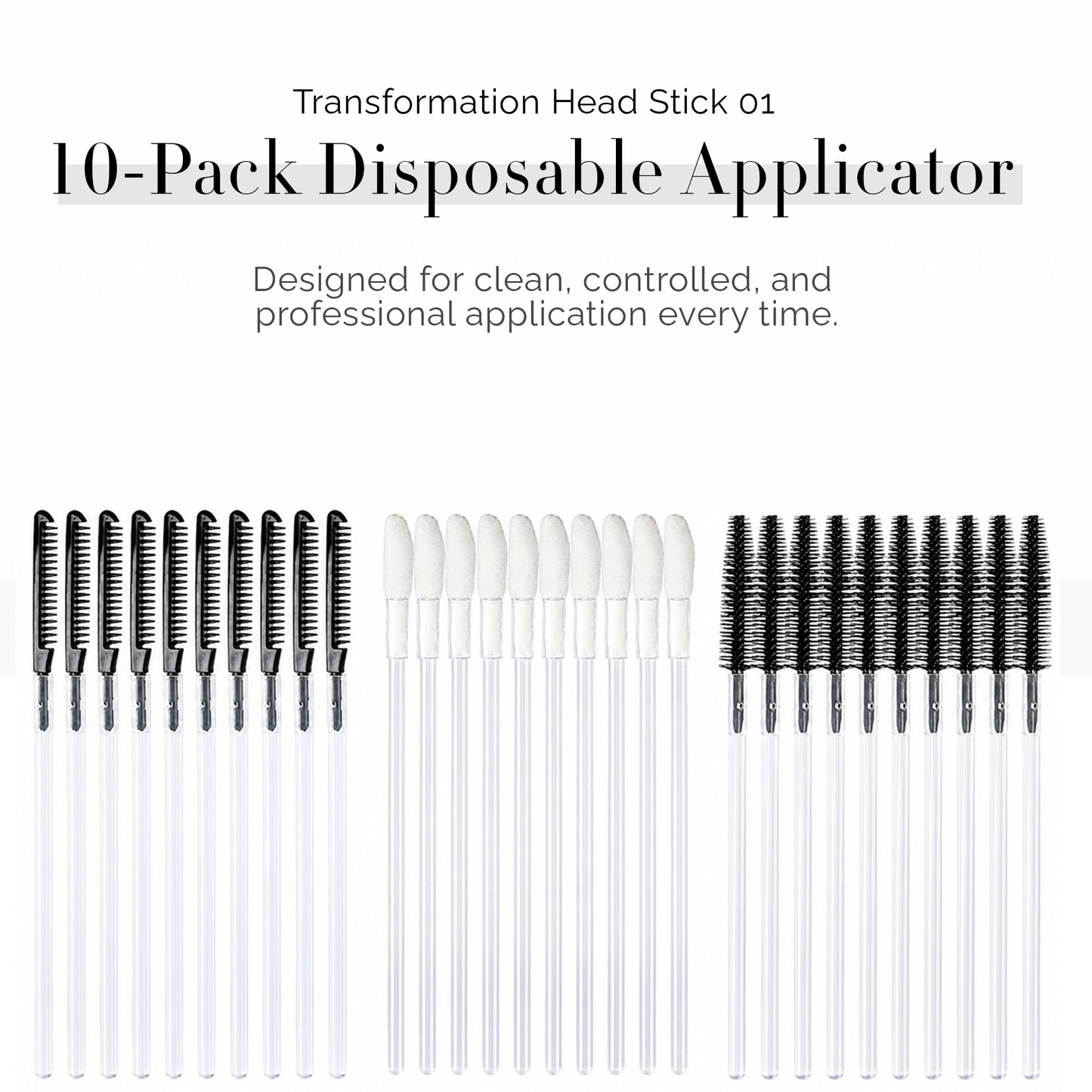 10-Pack Disposable Applicator – Transformation Head Stick 01