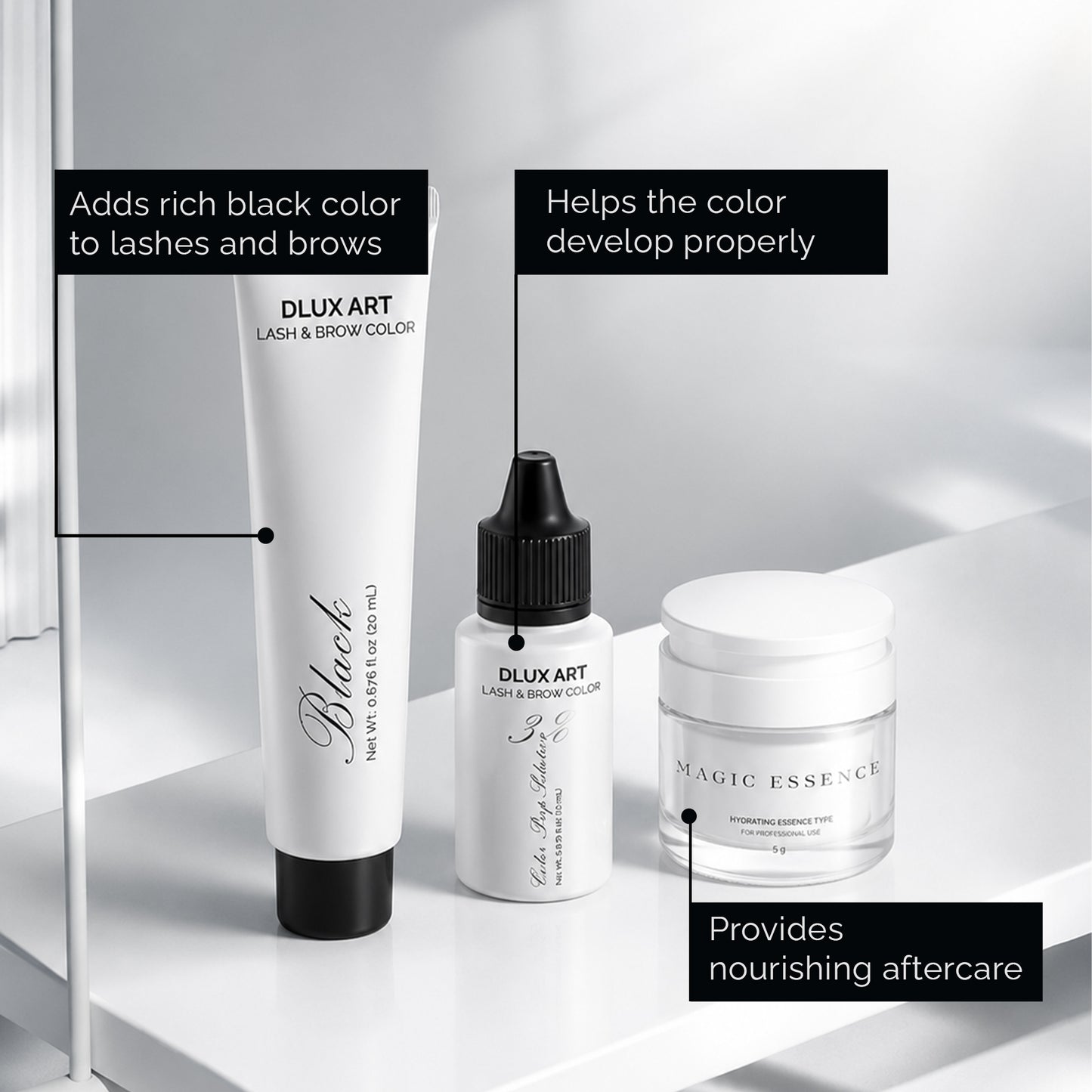Korean Lash & Brow Black Tint Bundle with Magic essence
