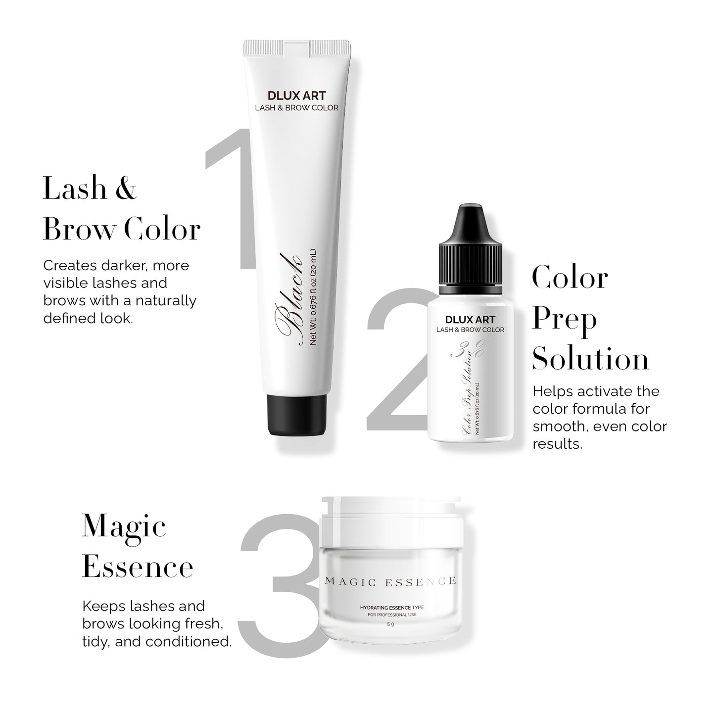 Korean Lash & Brow Black Tint Bundle with Magic essence