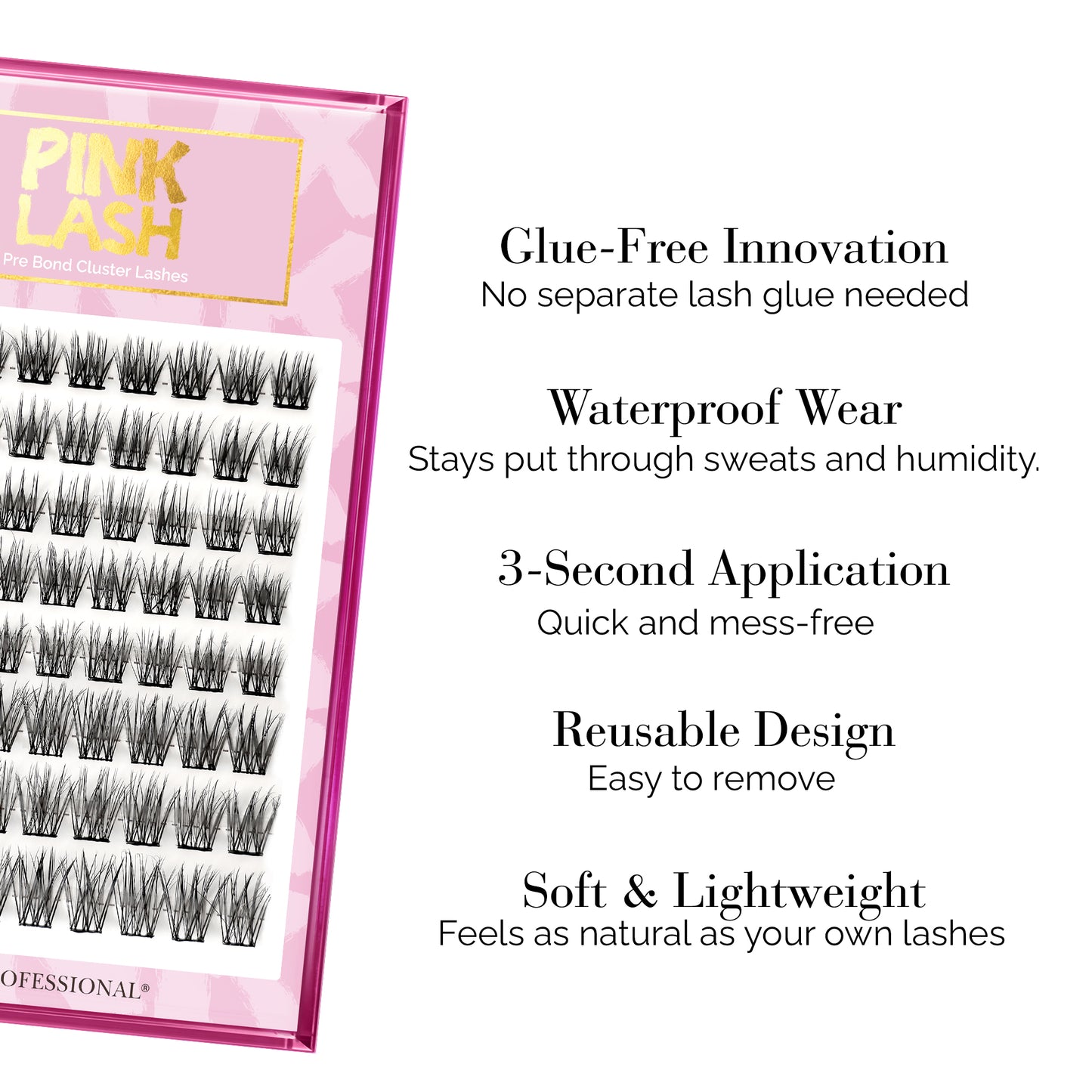 Glue-less Pink Lash Cluster