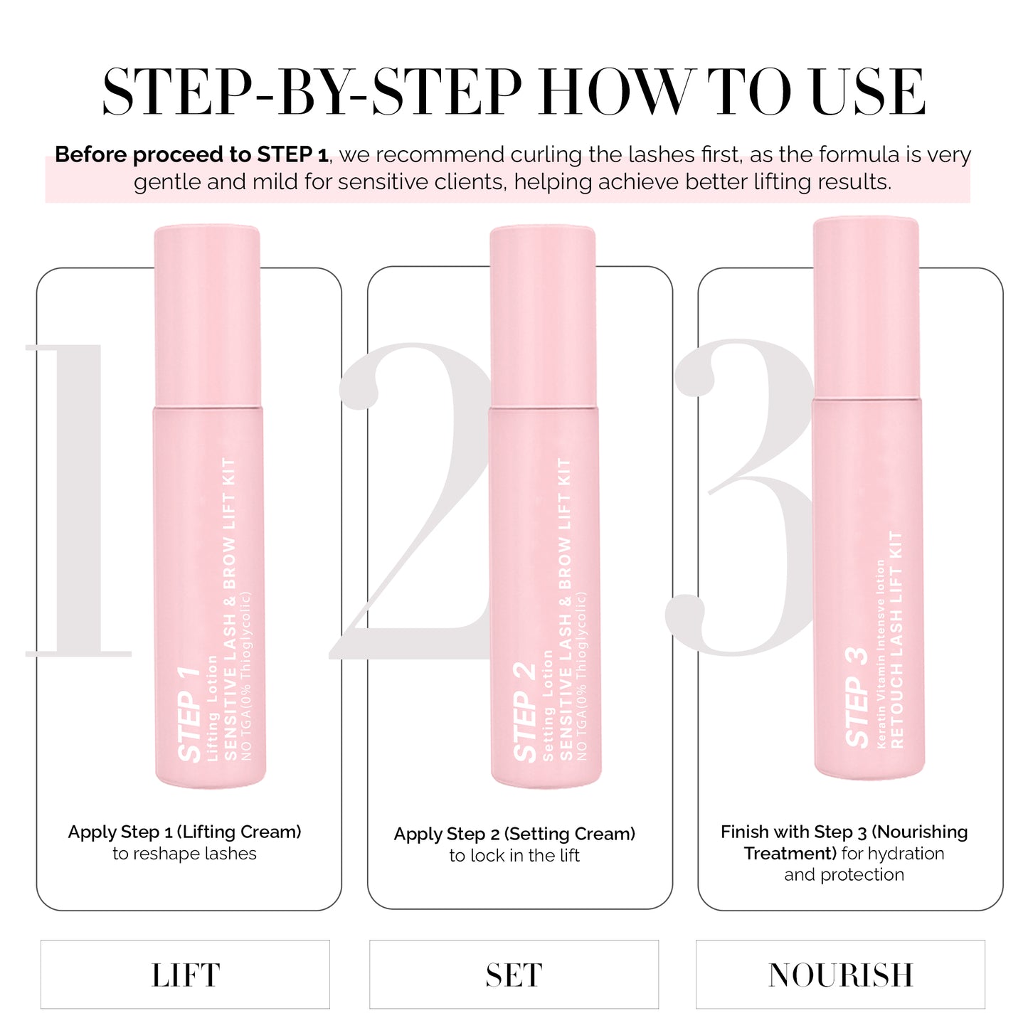 Step 1: Korean Lash & Brow Lifting Lotion (Cysteamine Based)