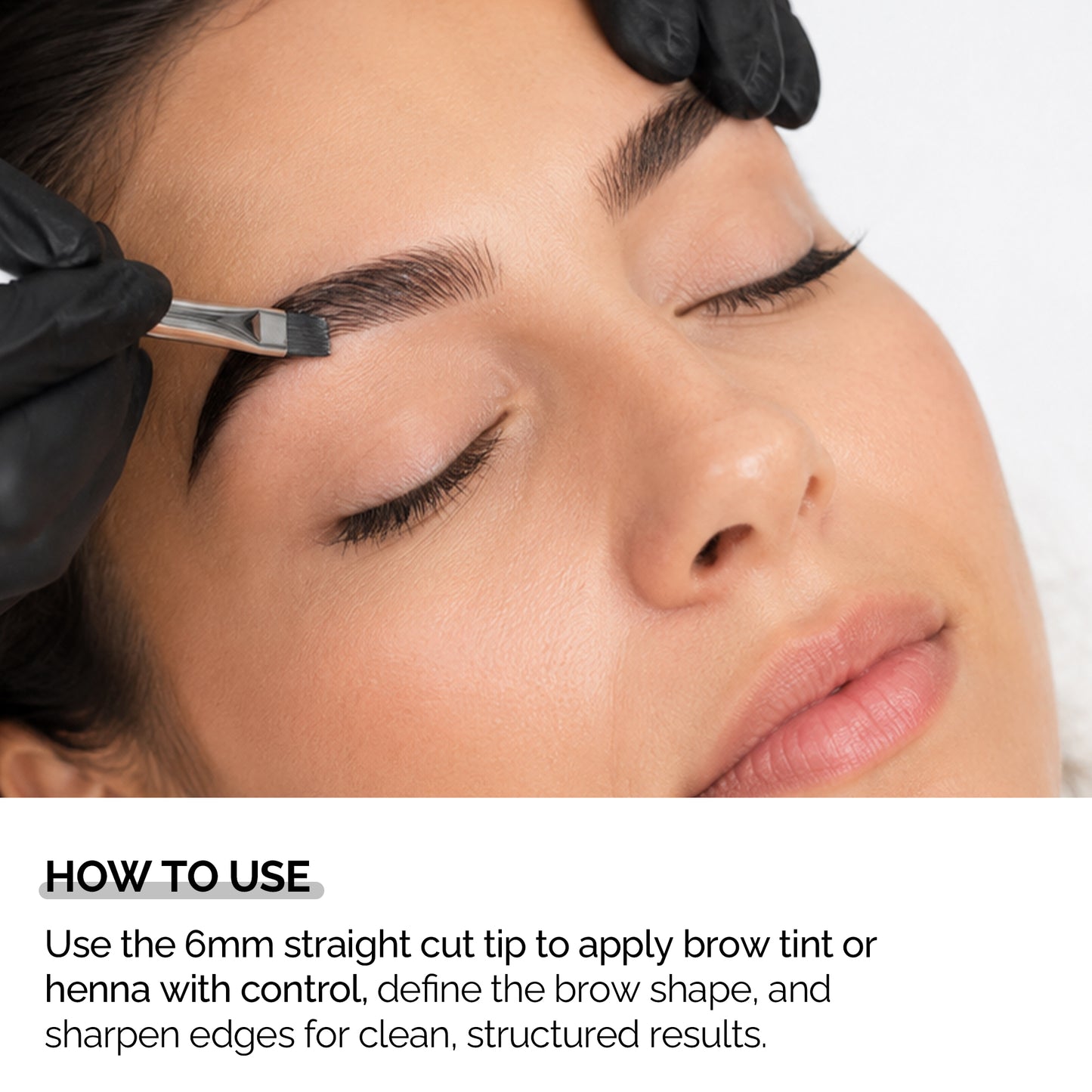 Professional Magnetic Brush No.4 - for Eyebrow Tint/Henna and White Paste Application / Straight Cut 6MM