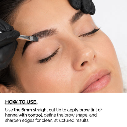 Professional Magnetic Brush No.4 - for Eyebrow Tint/Henna and White Paste Application / Straight Cut 6MM