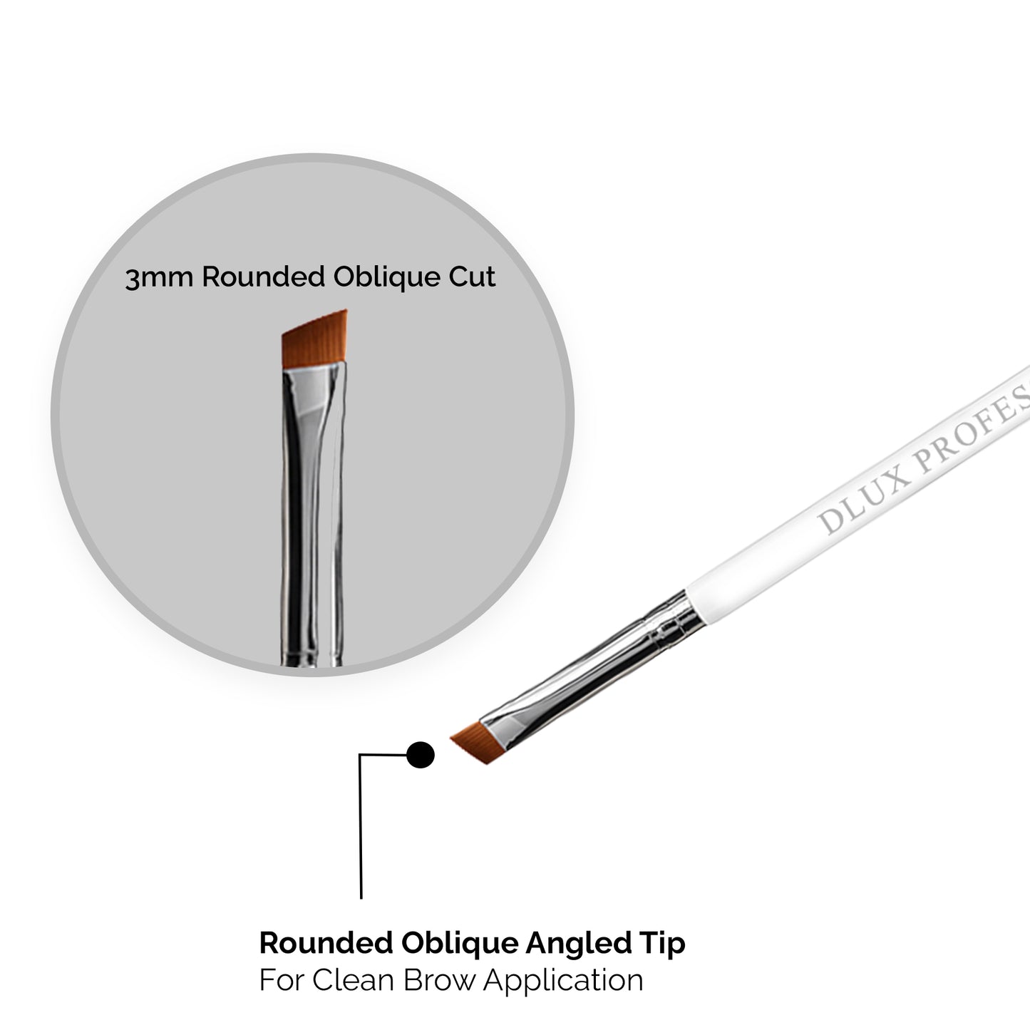 Professional Magnetic Brush No.6 - for Eyebrow Tint/Henna and White Paste Application / Rounded Oblique Cut 3MM