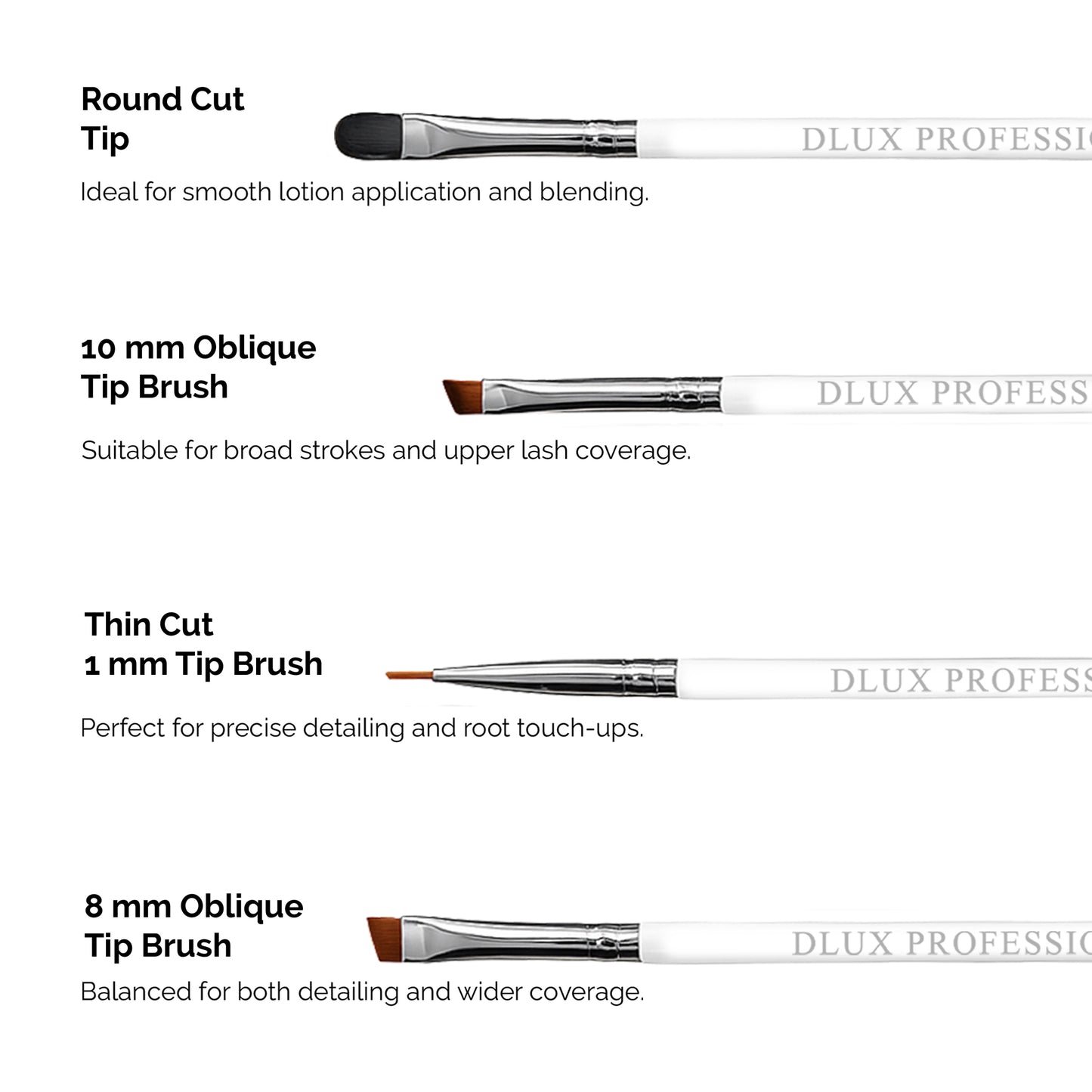 Professional Magnetic Brush No.6 - for Eyebrow Tint/Henna and White Paste Application / Rounded Oblique Cut 3MM