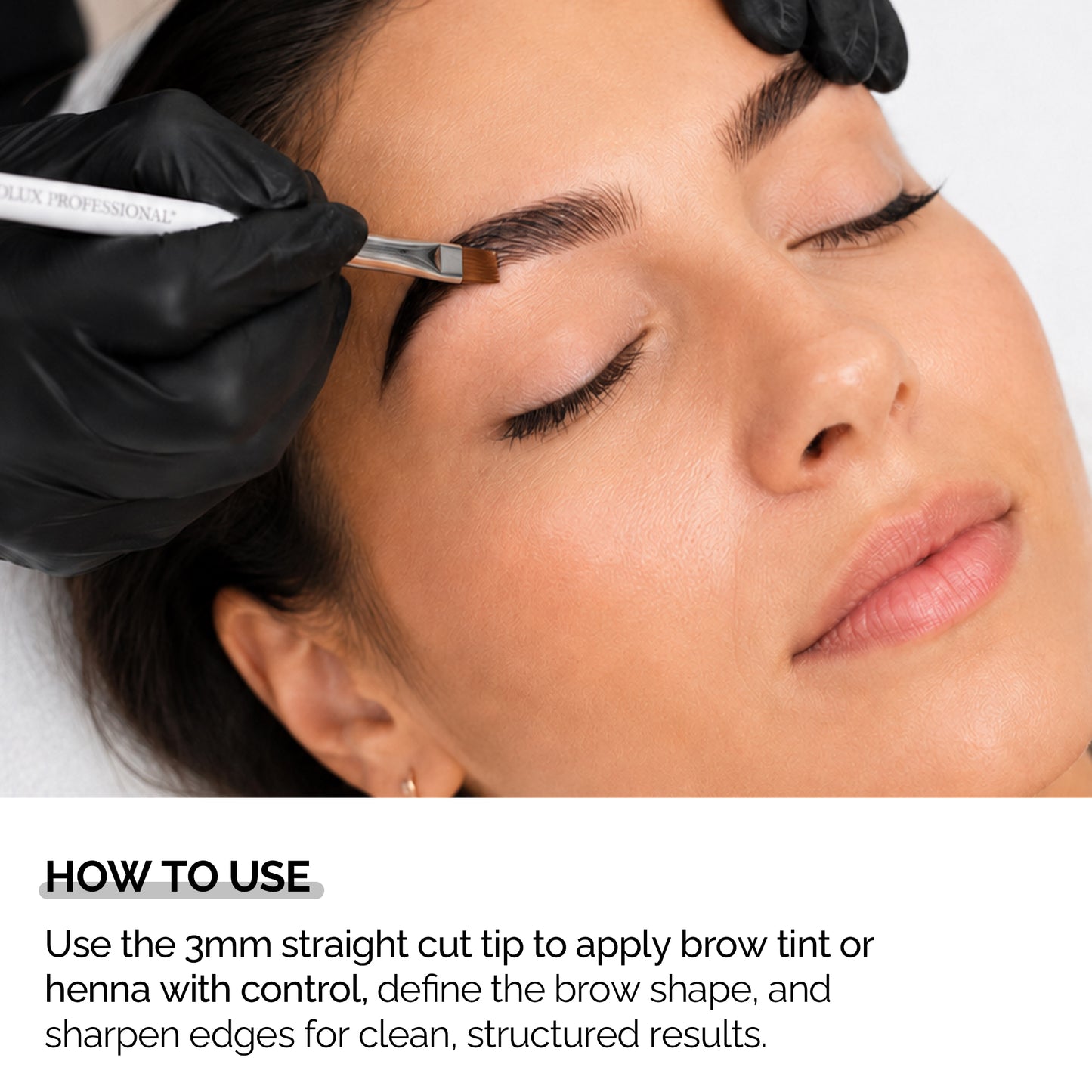 Professional Magnetic Brush No.6 - for Eyebrow Tint/Henna and White Paste Application / Rounded Oblique Cut 3MM