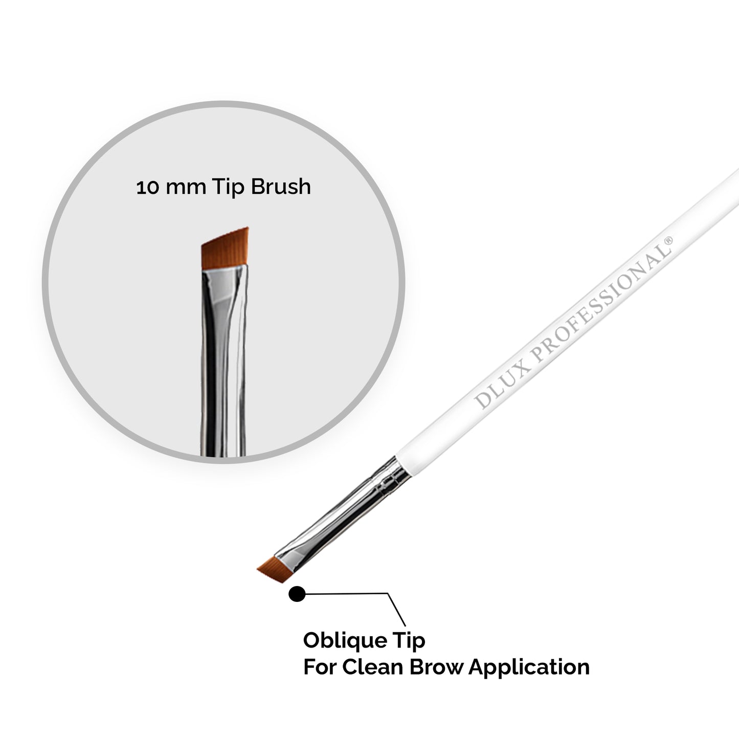 Professional Magnetic Brush No. 7 - for Eyebrow Tint/Henna and White Paste Application / 10MM Oblique Tip